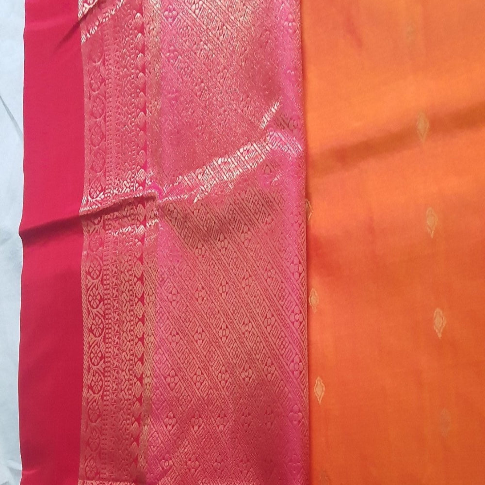 Orange Saree Pure Silk Saree Kanjiwaram Sari
