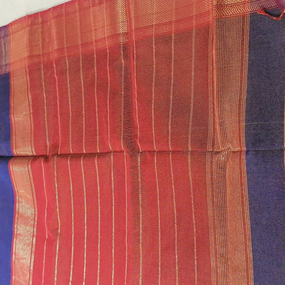 Violet Blue Sari Pure Cotton Silk Saree Pure Maheshwari Saree