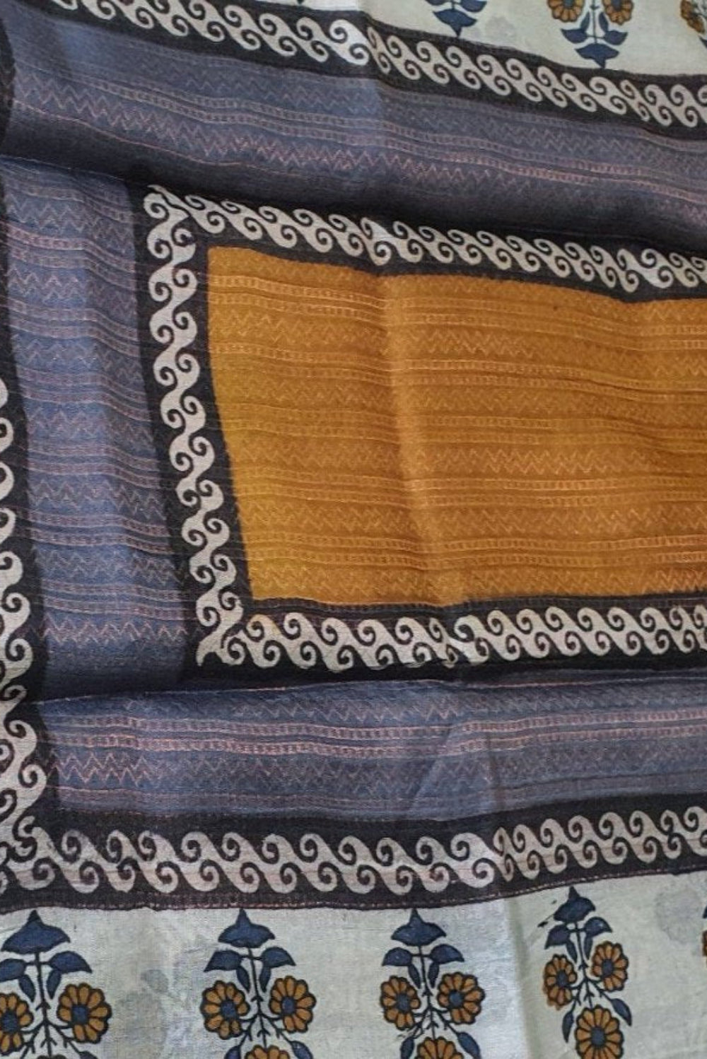 Navy Blue Fine Tussar silk