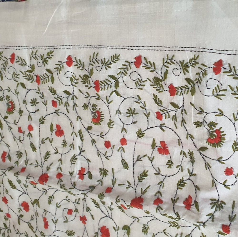 Off White Ivory Sari Art Silk Saree Party Sari
