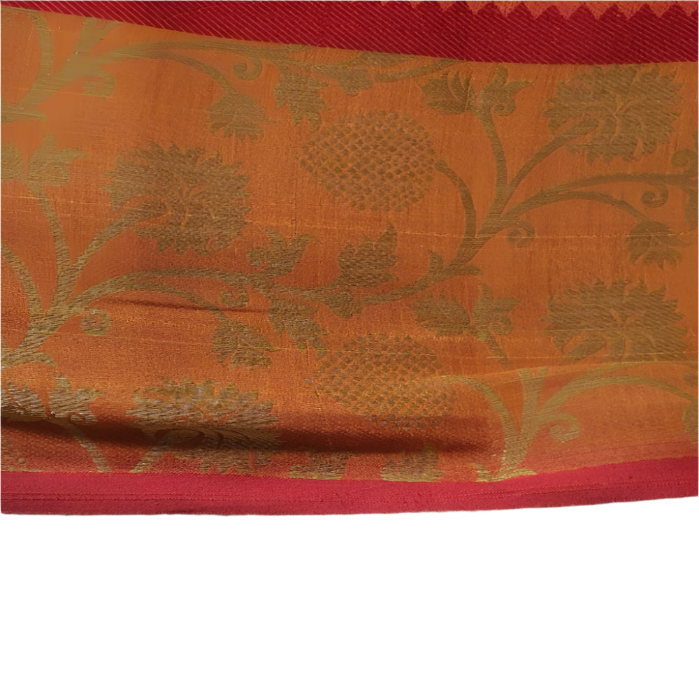 Medium Orange Cotton Saree Gadwal cotton sari
