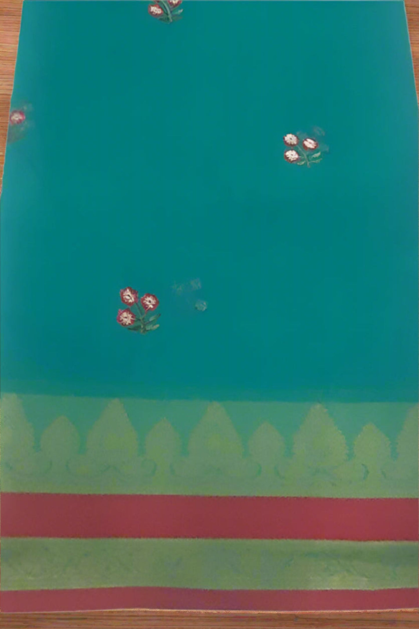 Sea Green Cotton Saree Gadwal Cotton Sari