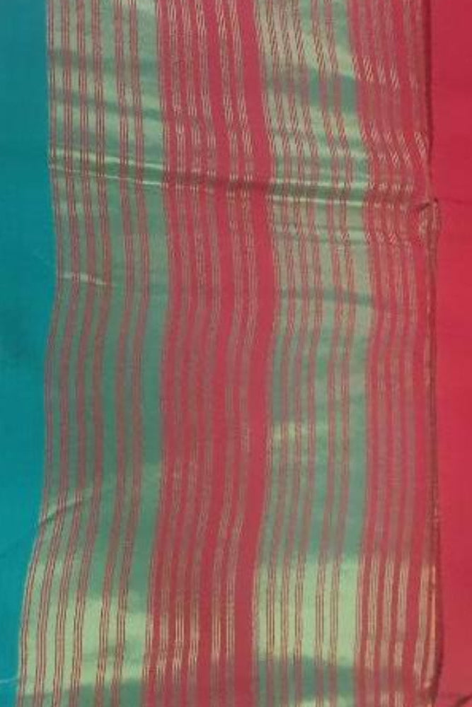 Sea Green Cotton Saree Gadwal Cotton Sari