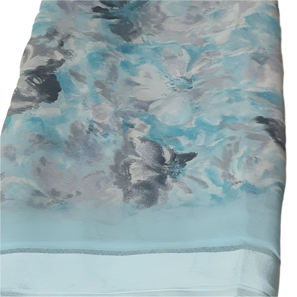 Sky Blue Sari Soft Saree Printed Saree