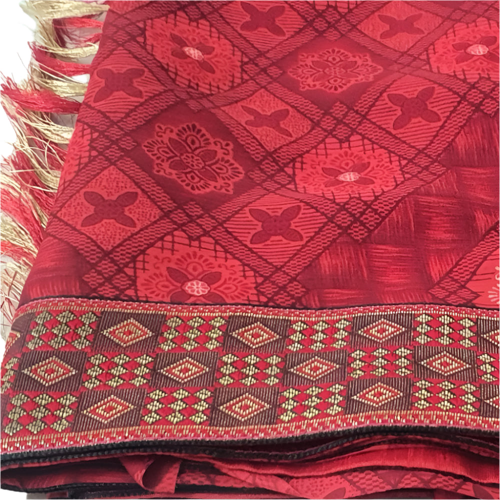 Red Sari Soft Saree Maintenance free Saree