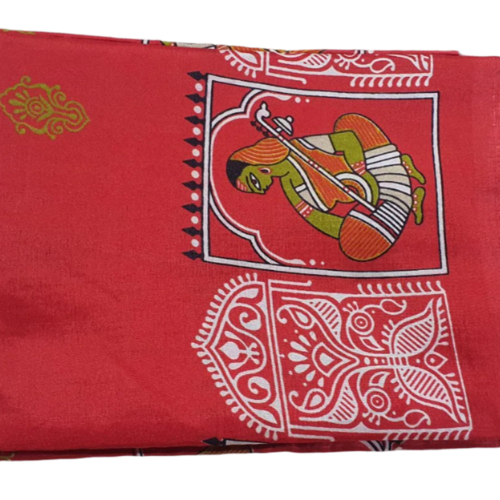 Red Tussar Silk Saree