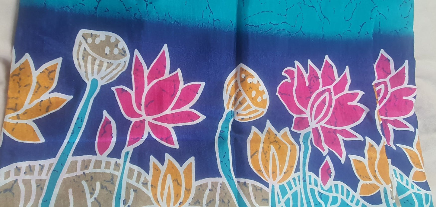 Sea Green Batik Block print Tussar