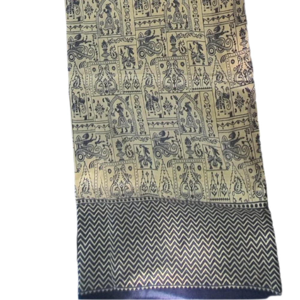 blue semi tussar saree