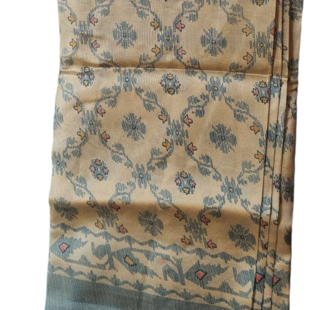 Sea Green Printed tussar