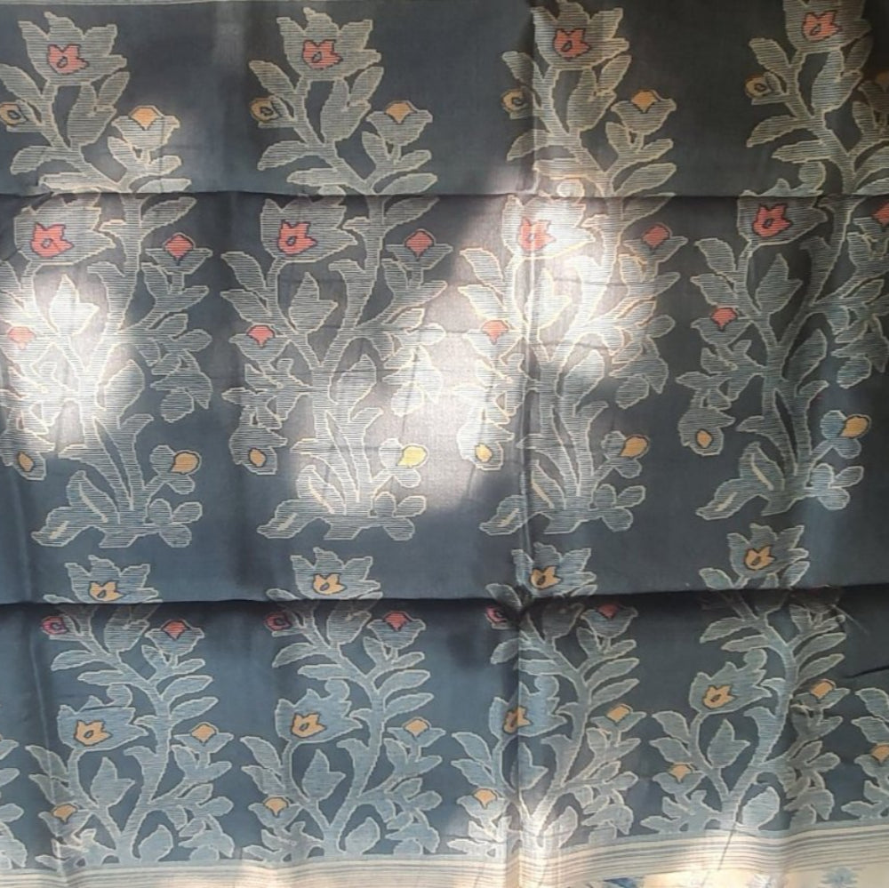 Sea Green Printed tussar