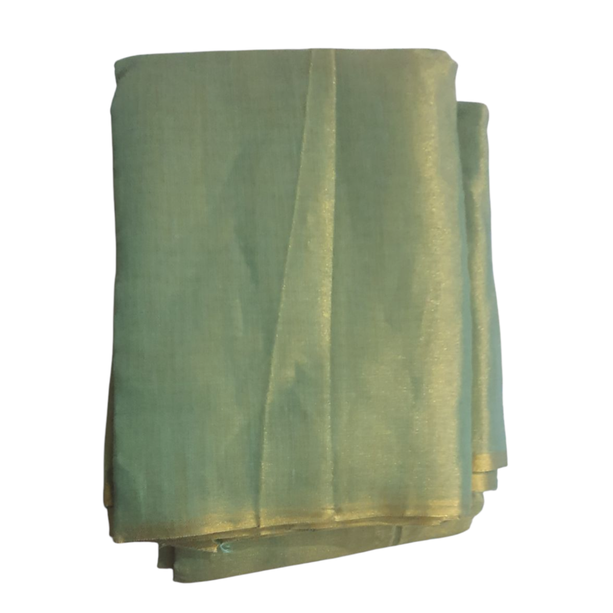 Green Golden with Tassel Glass Tissue Saree