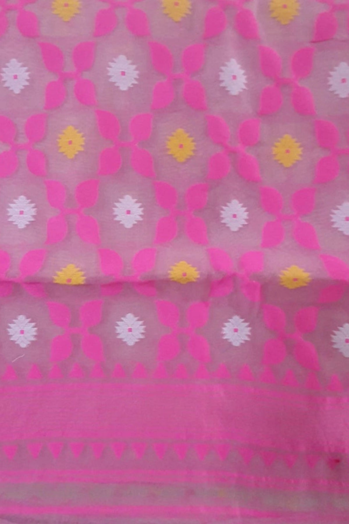 e neon pink jamdani saree