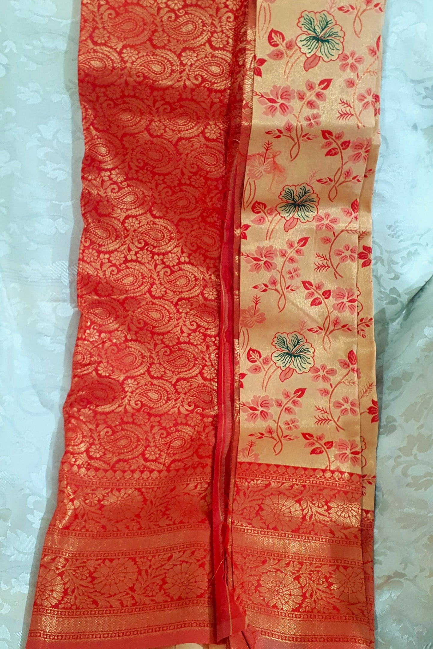 Peach blended south silk weaved saree