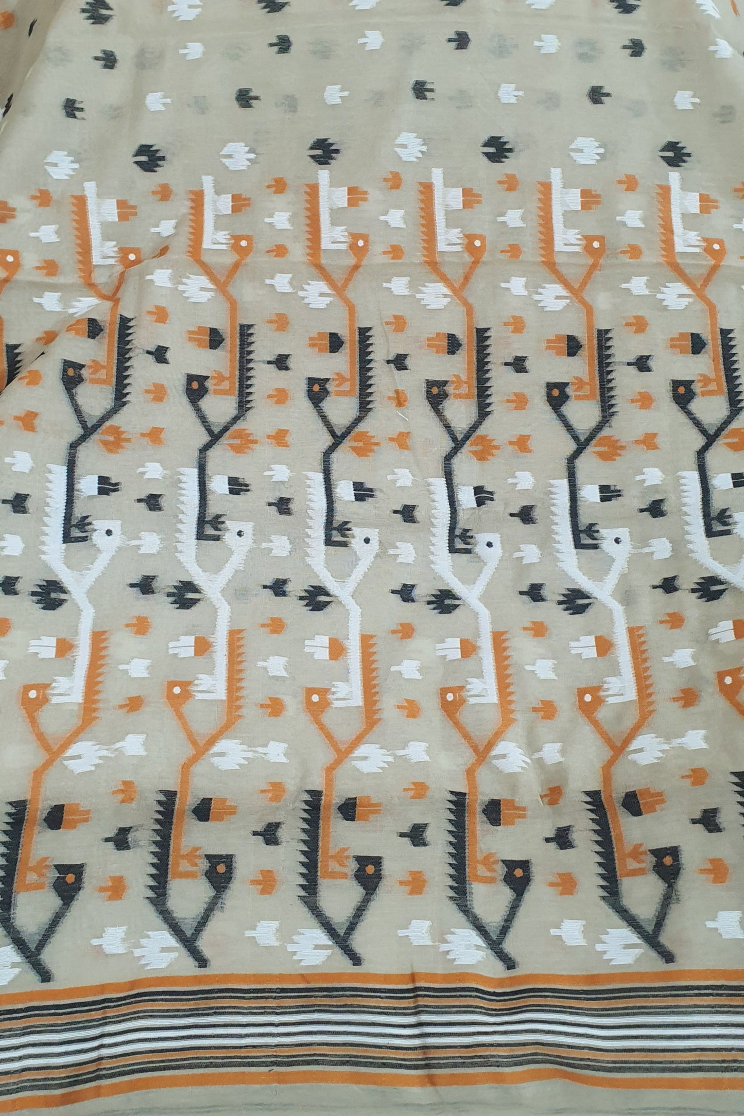 Beige jamdani cotton