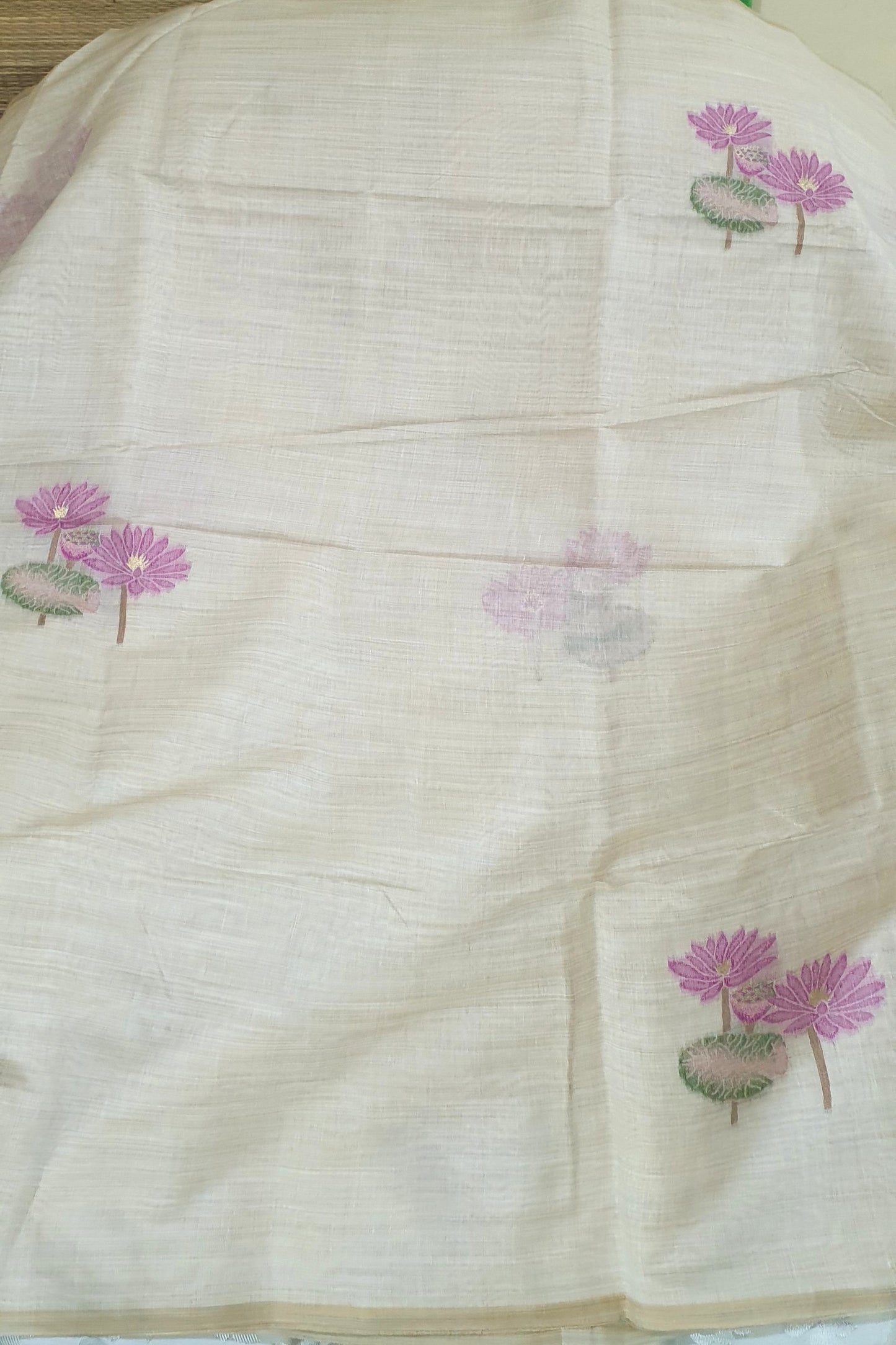 Pink Lotus Pure Muslin Saree