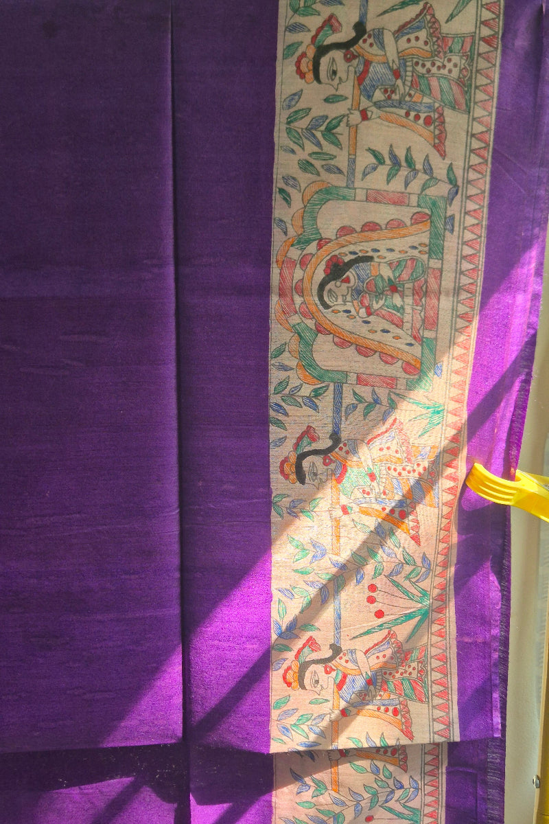 Violet Pure Handloom Tussar Silk Saree