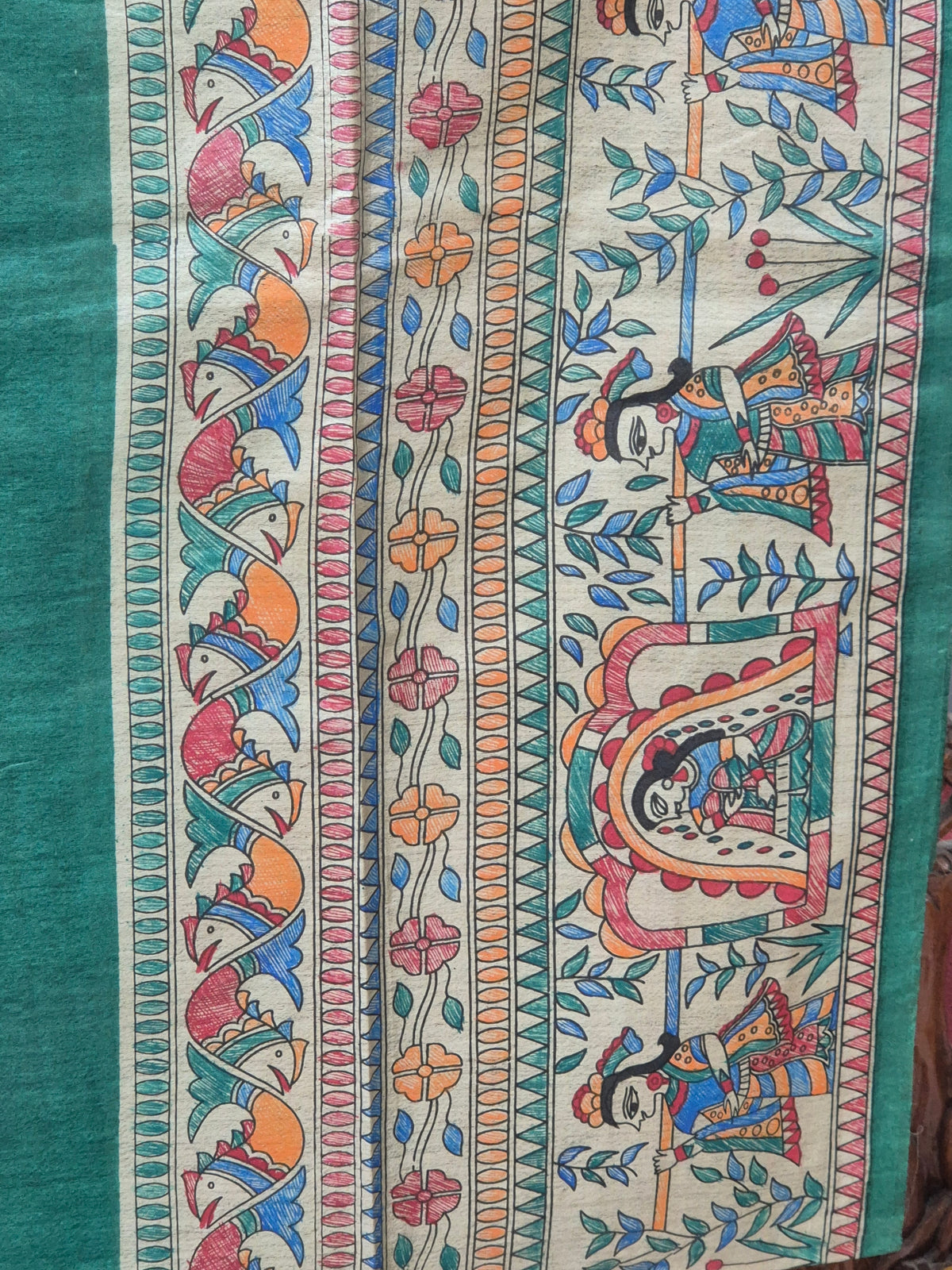 Dark Green Pure Handloom Tussar Silk Saree