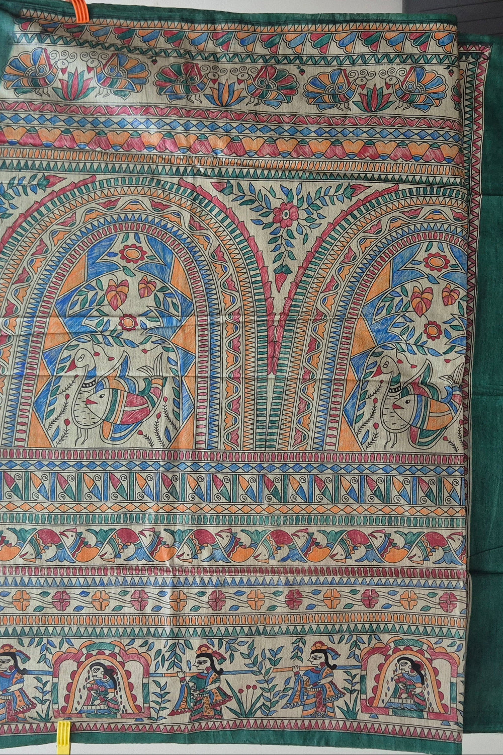 Dark Green Pure Handloom Tussar Silk Saree