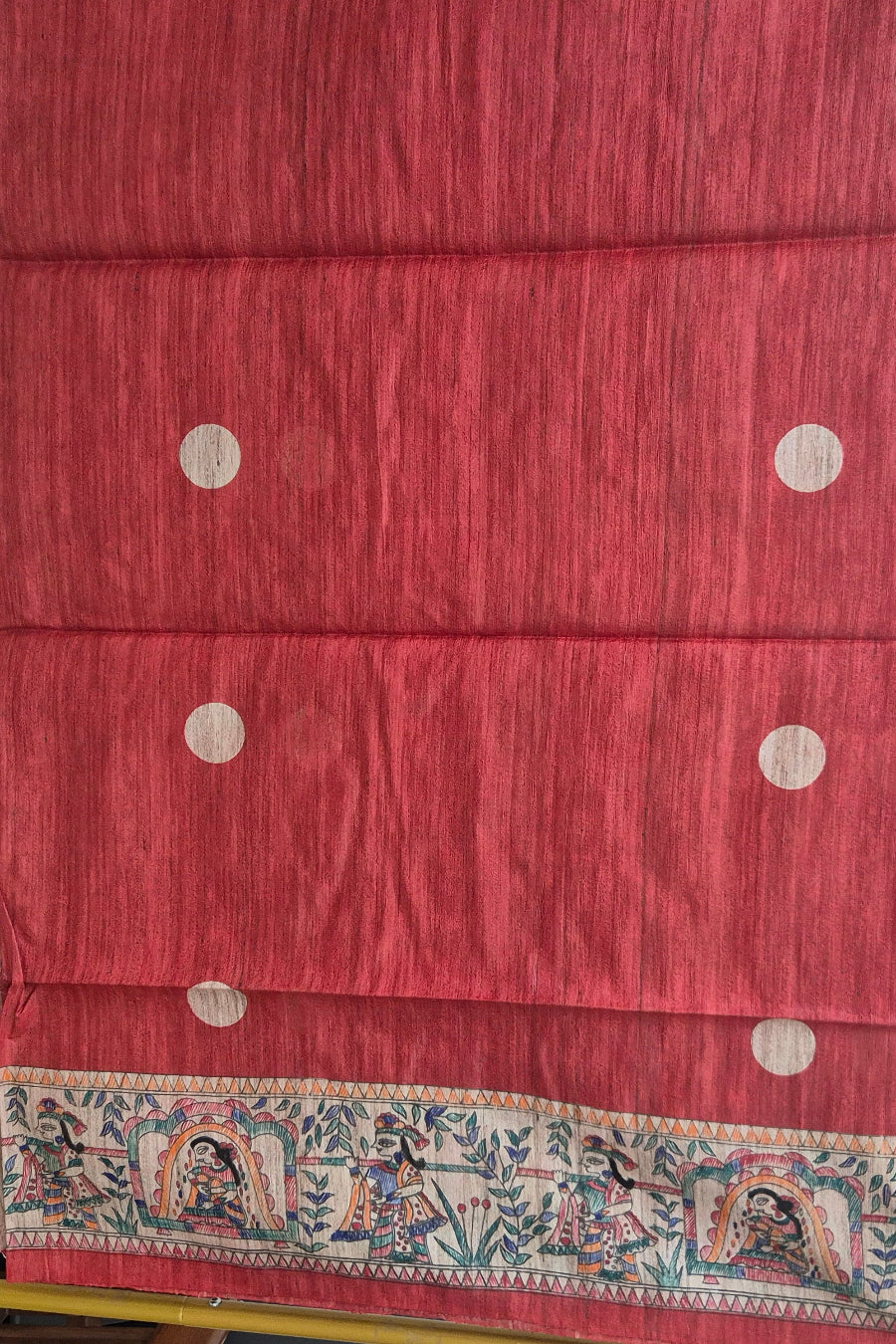 Red Pure Handloom Tussar Silk Saree