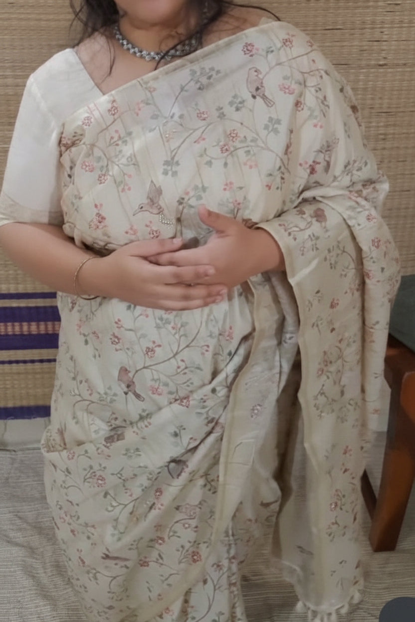 Embroidered Tussar Saree