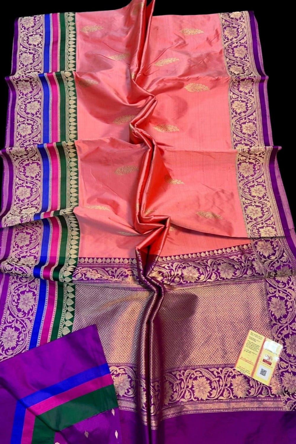 Peach Pure Katan Banarasi