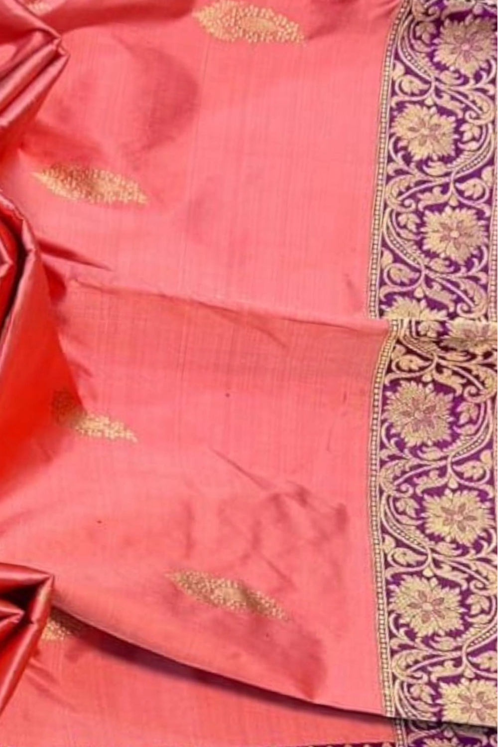 Peach Pure Katan Banarasi