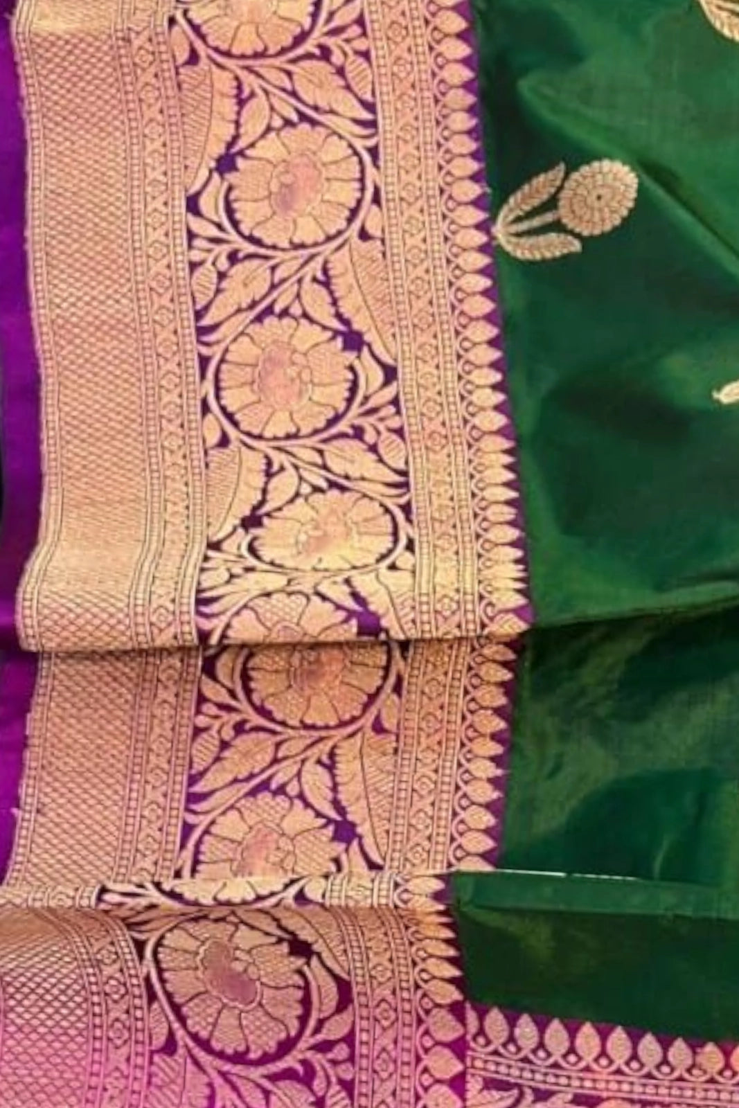 Dark Green Pure Katan Banarasi