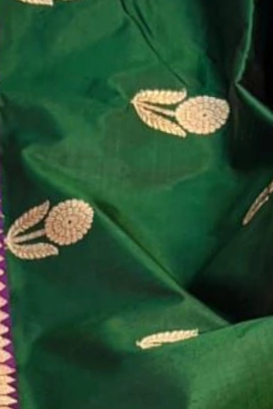 Dark Green Pure Katan Banarasi