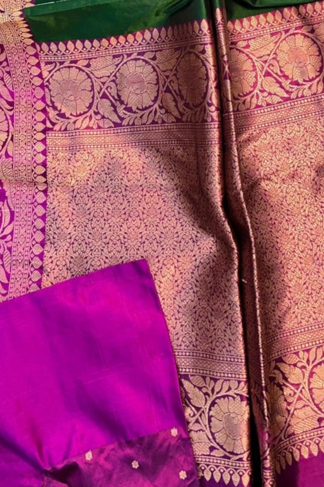 Dark Green Pure Katan Banarasi