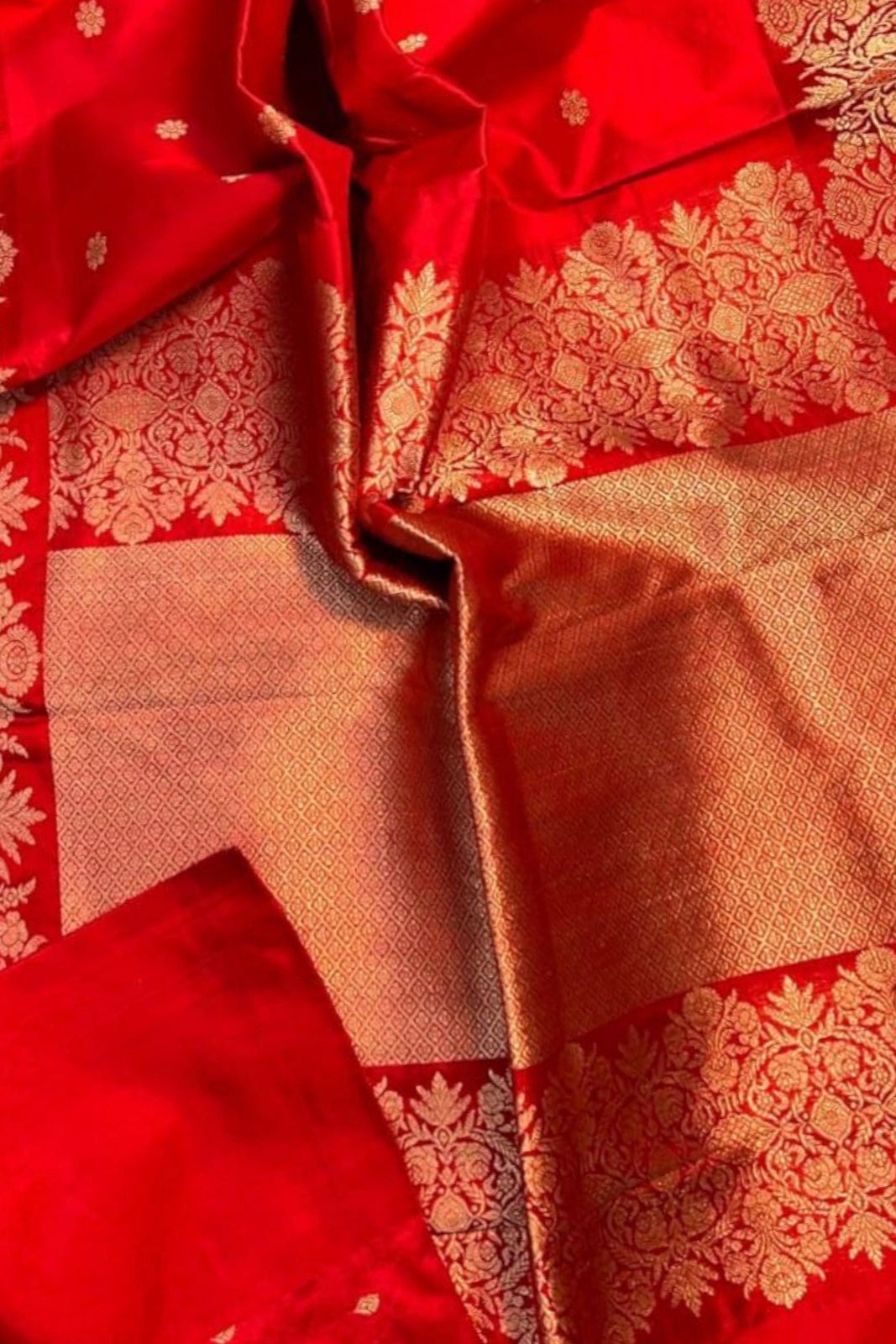 Red Pure Katan Banarasi