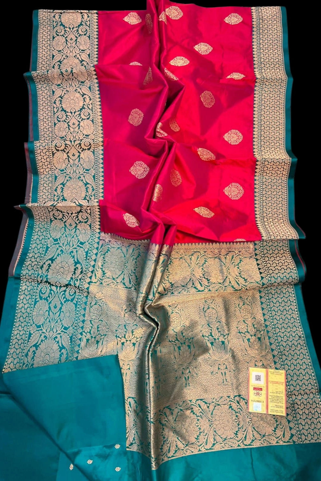 Coral Red Pure Katan Banarasi