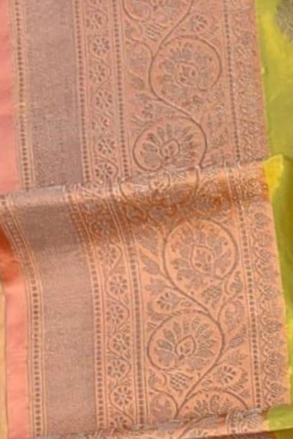 Yellow Green Pure katan Banarasi