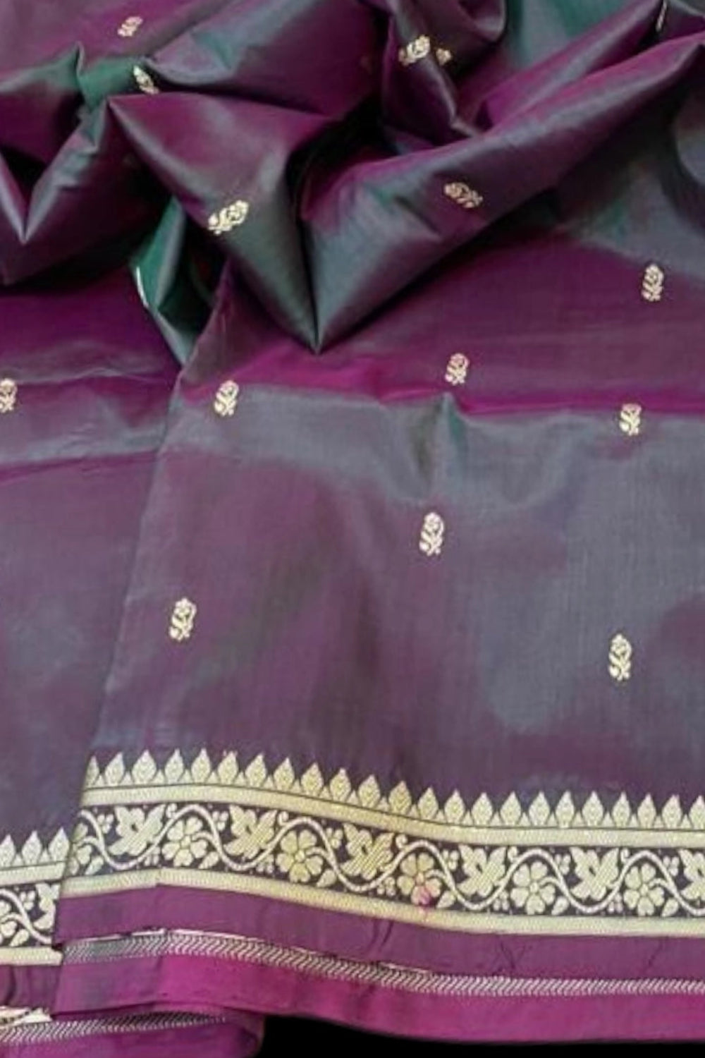 Purplegreen Dualtone Pure Banarasi