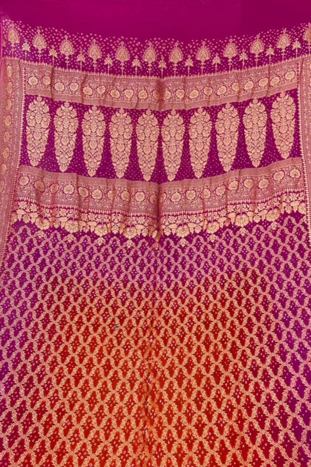 Pink orange pure georgette saree