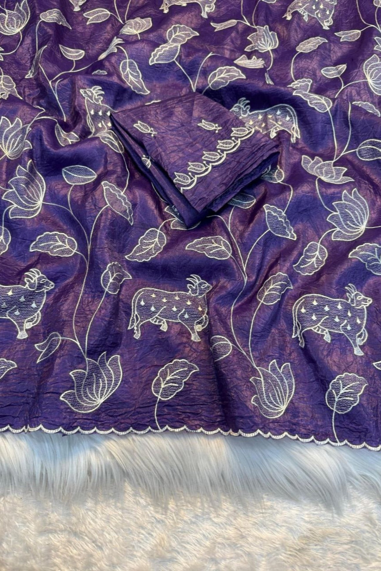 party wear violet pichwai designer saree