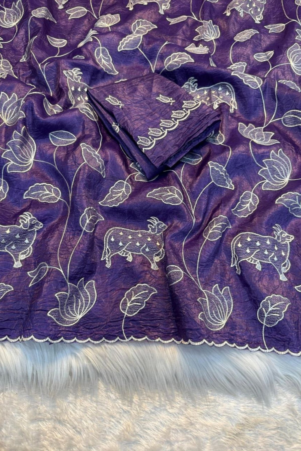 party wear violet pichwai designer saree