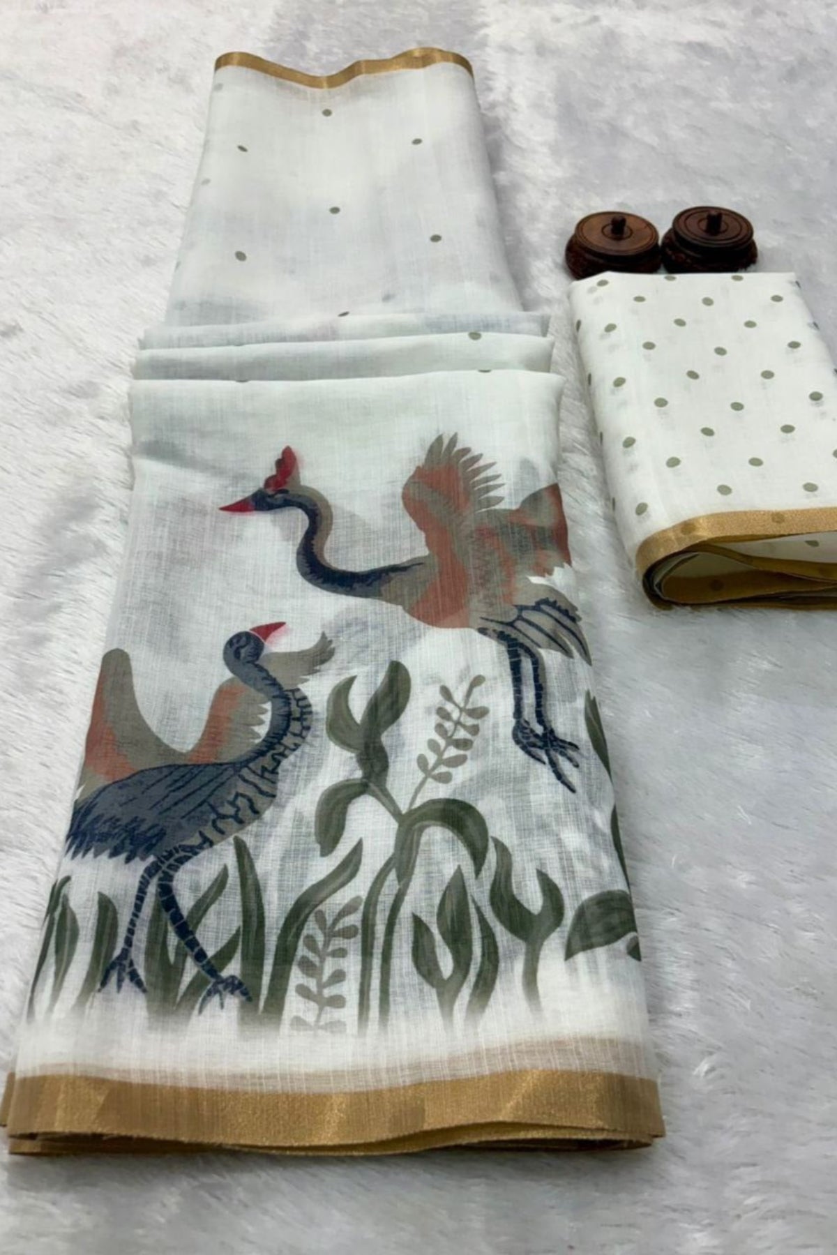 Bird Printed Cotton Saree