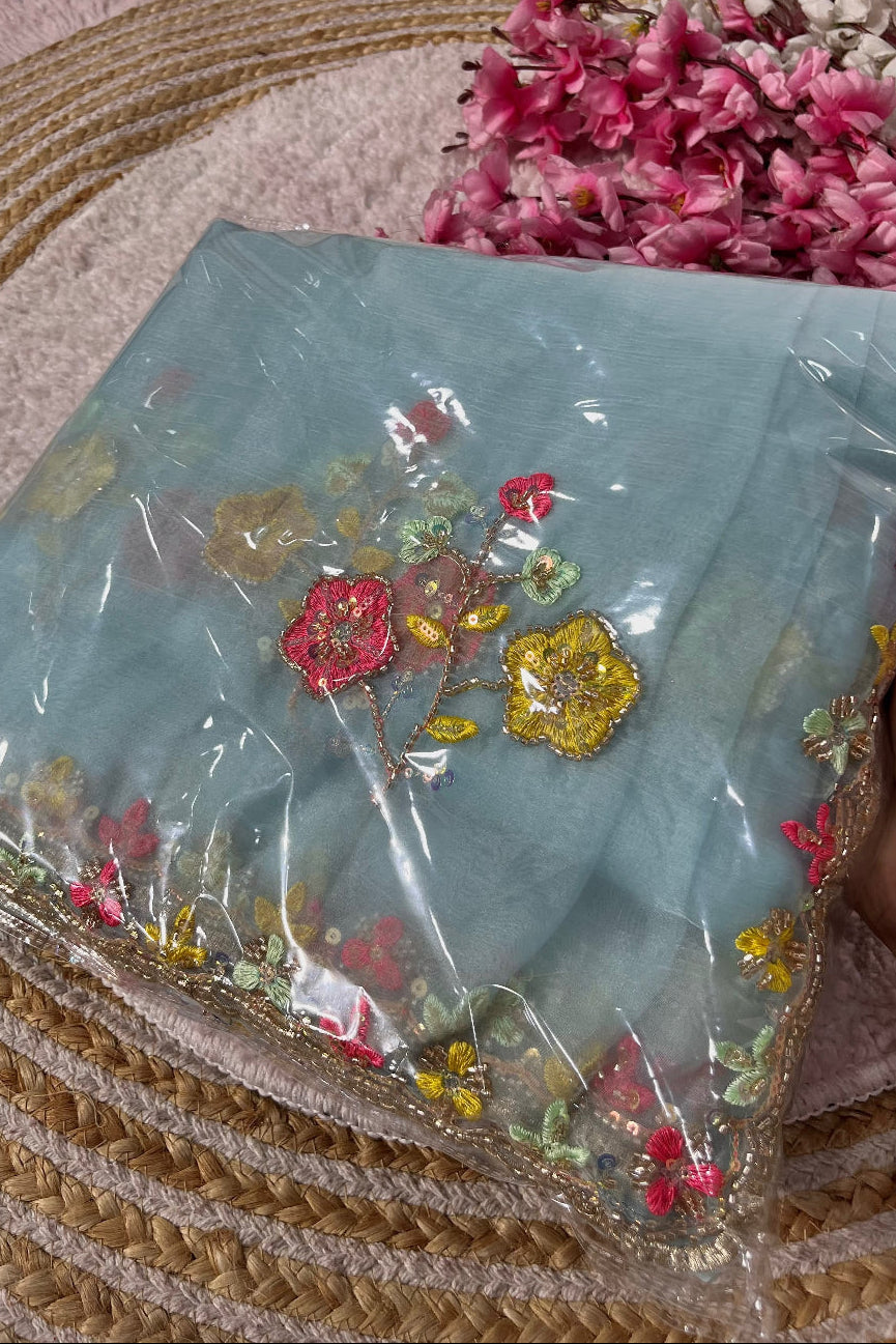 Sky Blue Festive Saree