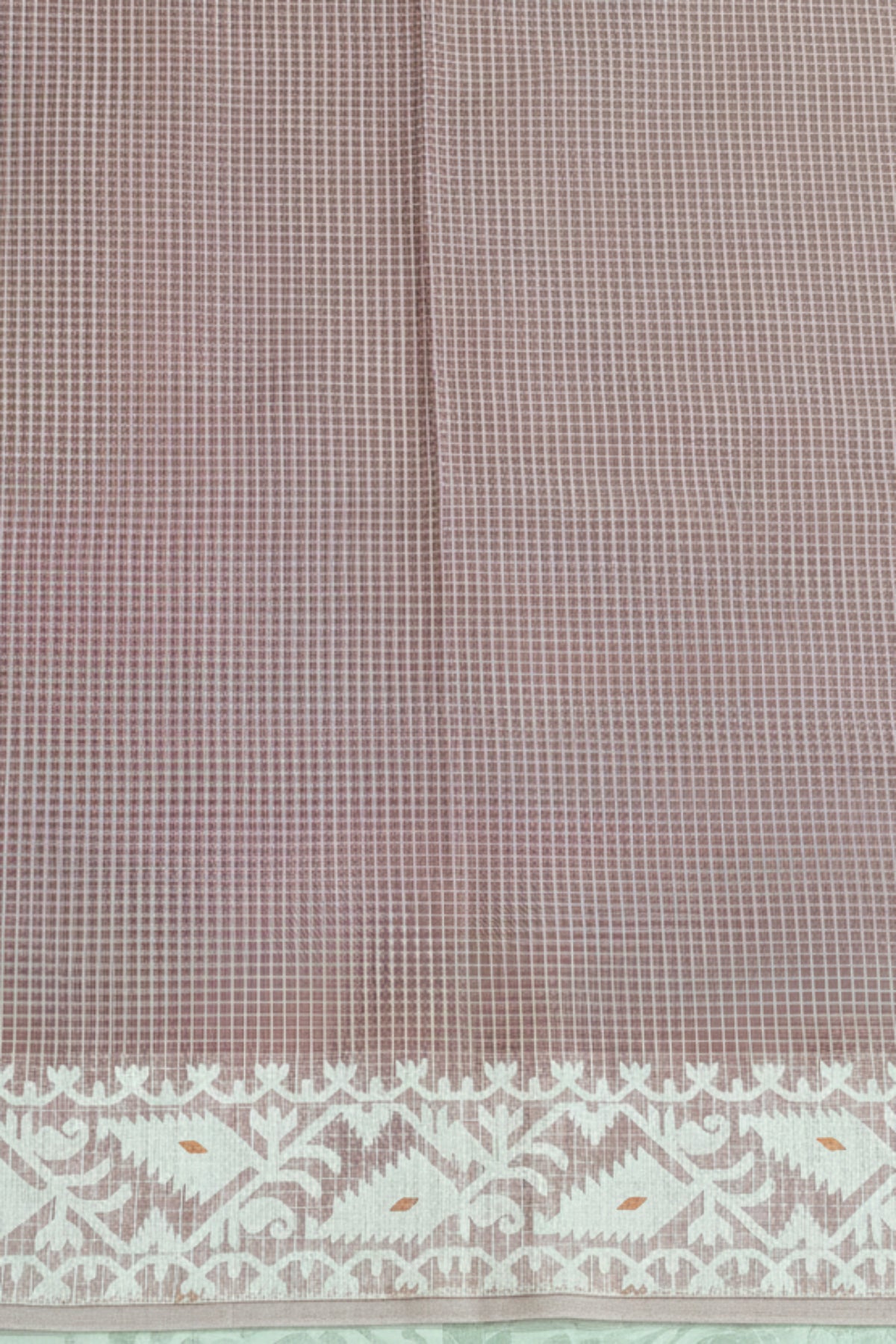 Mauve check jamdani cotton saree