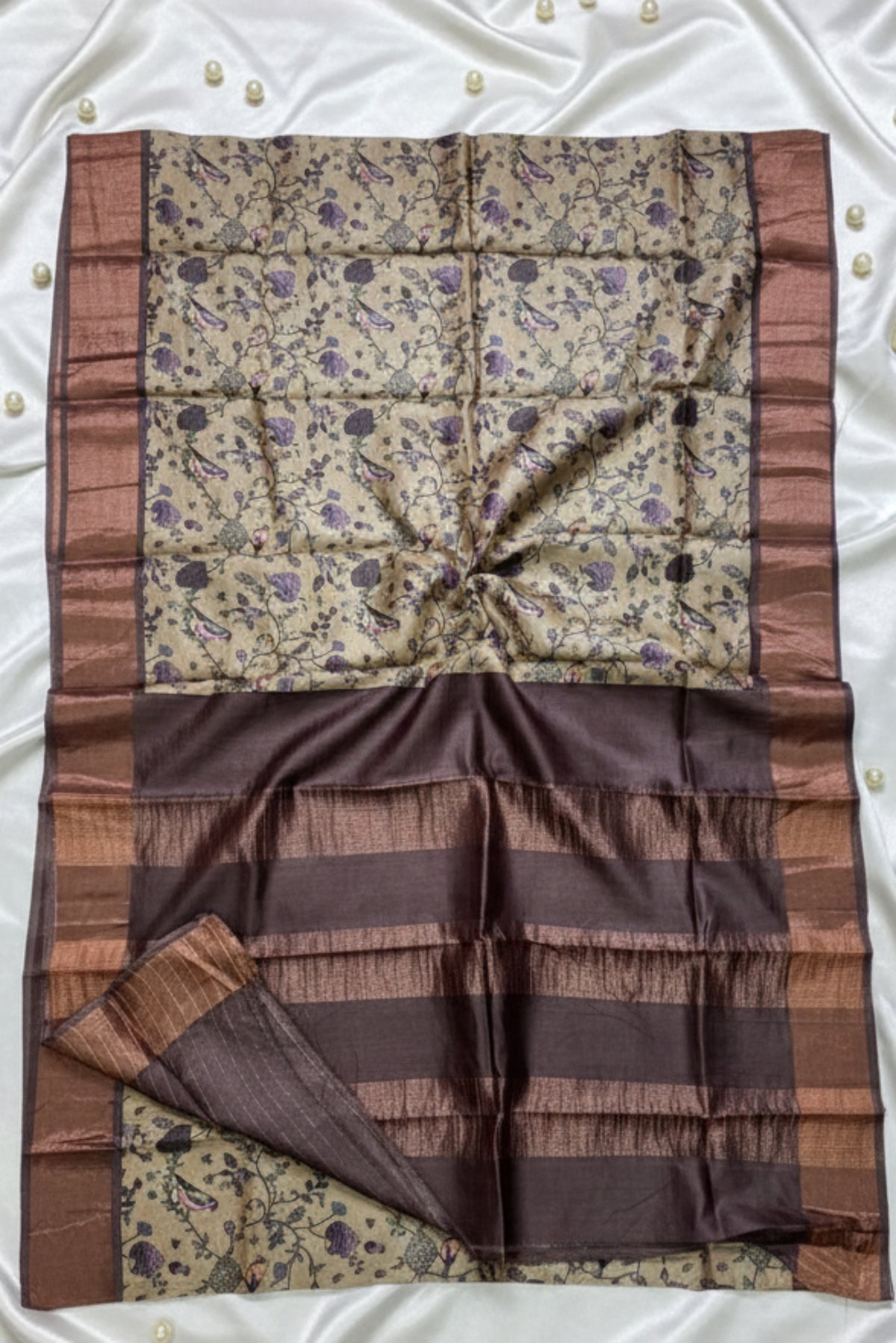 Pure_handloom_tussar_saree with bird print