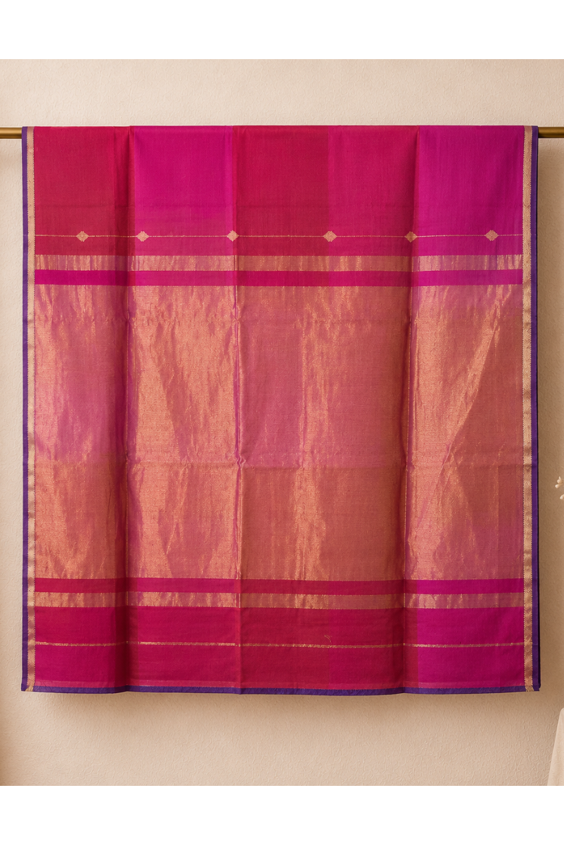 Red wine Maheshwari pure handloom saree