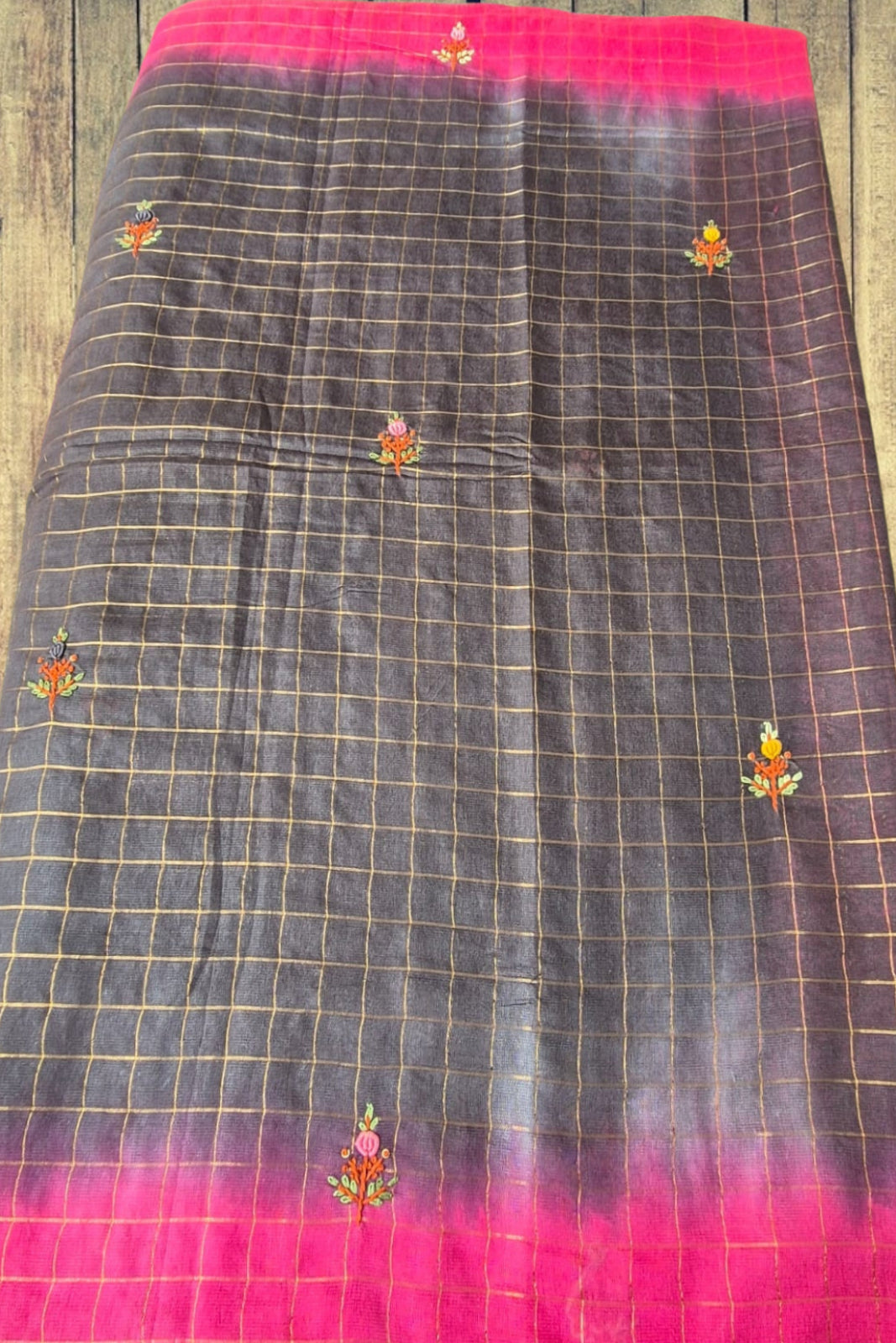 Black Bhagalpuri Soft Silk Saree with Bullion Knot