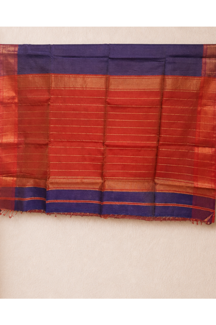Violet Blue Sari Pure Maheshwari Tissue Saree