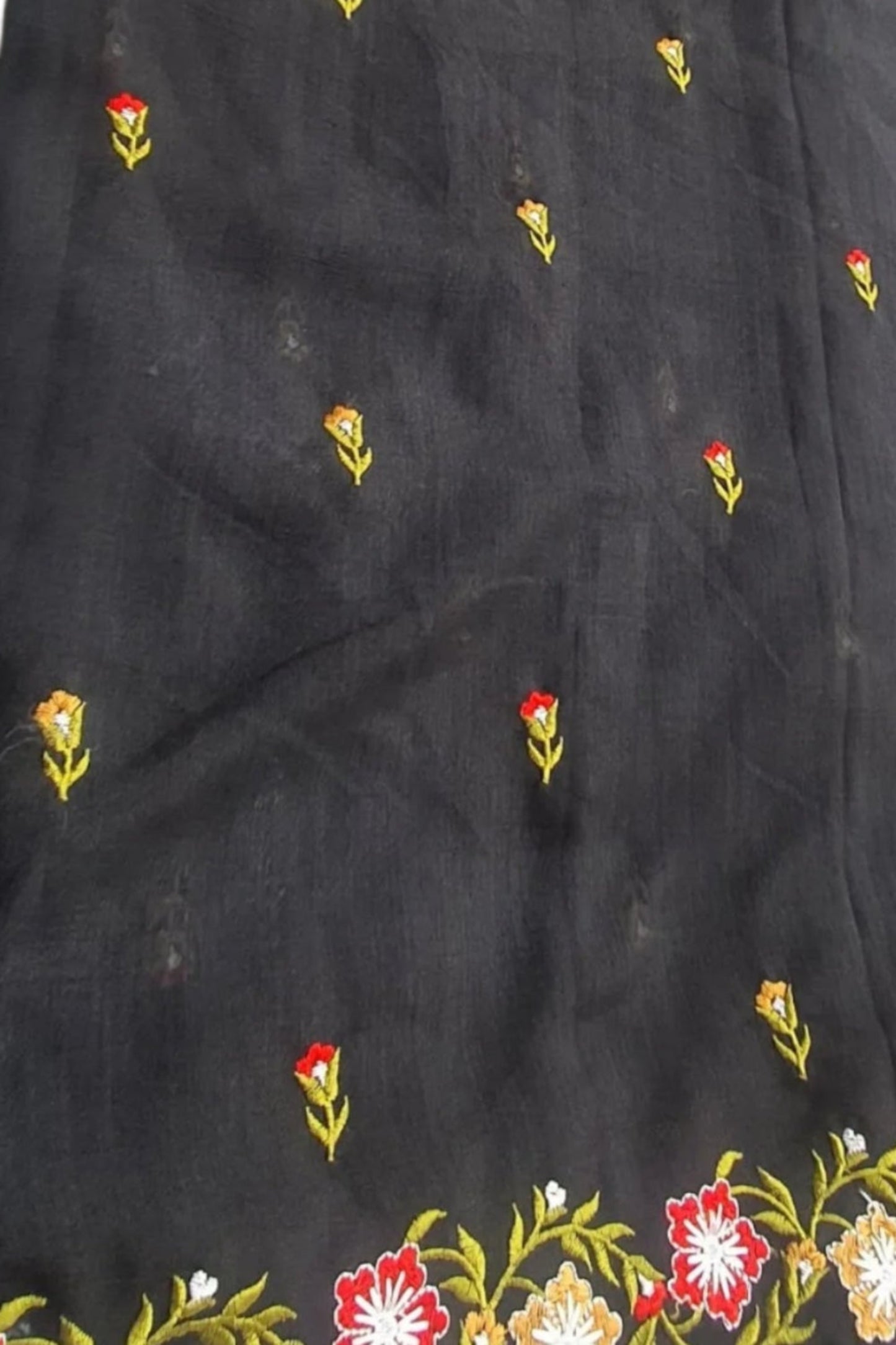 Black color floral Parsi embroidery