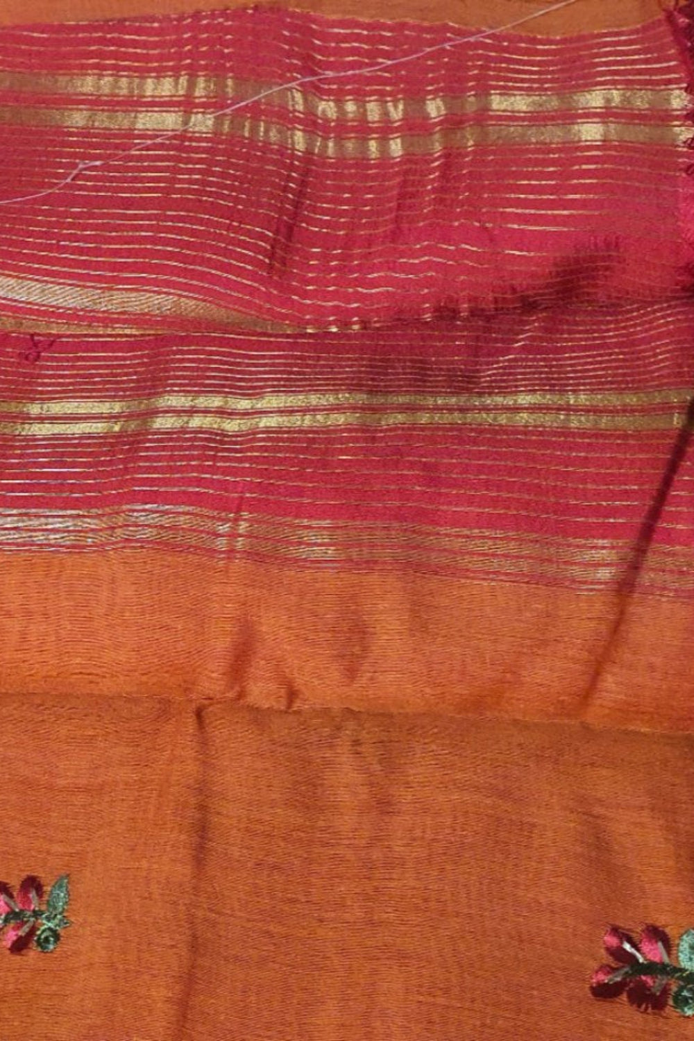 Medium Orange Cotton Saree Gadwal cotton sari