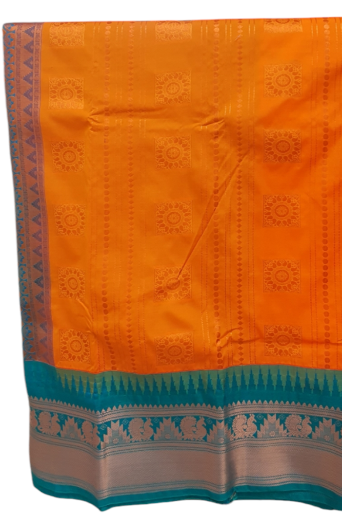 Orange Pure kanjiwaram silk saree