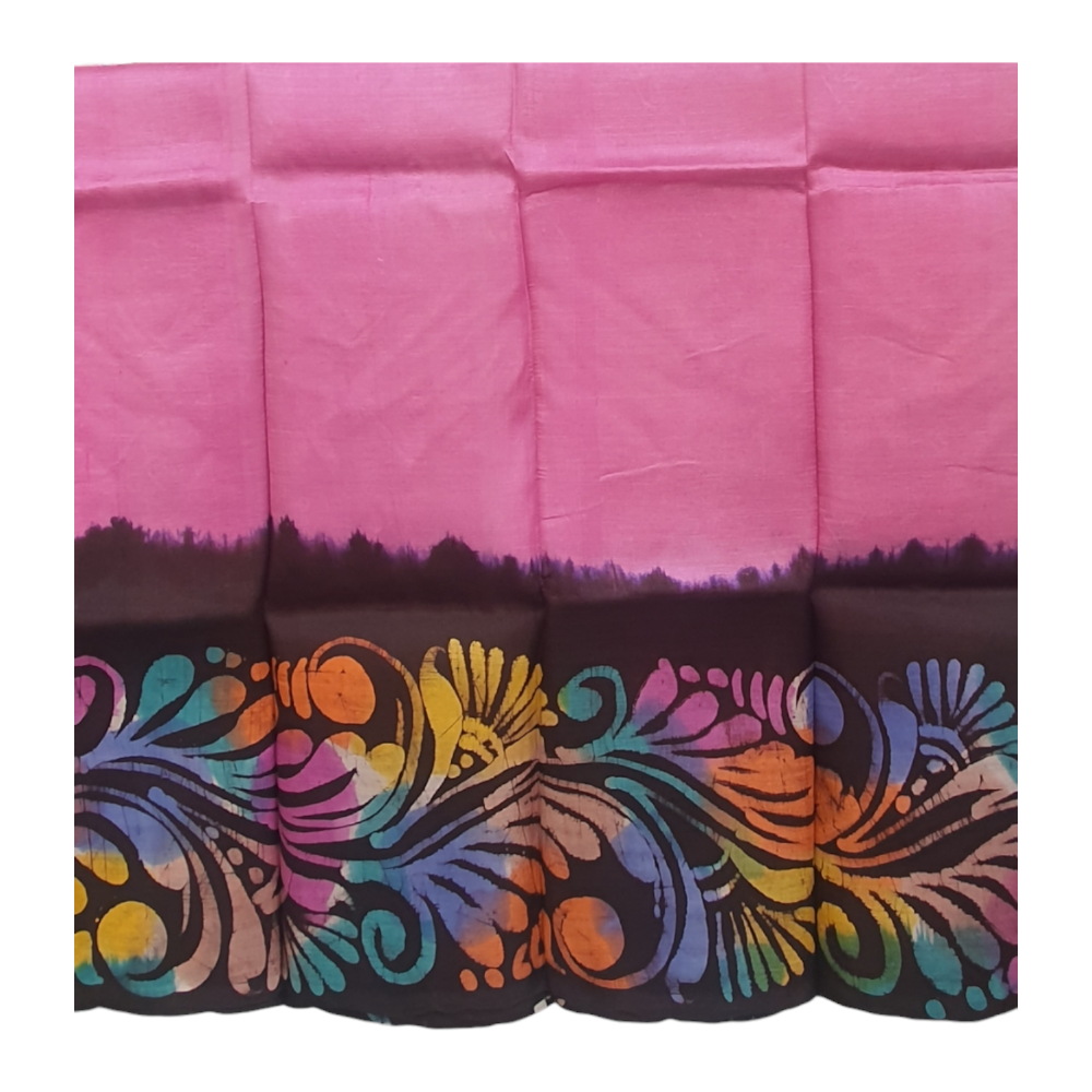 Pink Pure Silk Saree hand painted sari