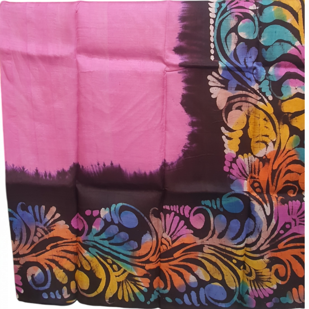 Pink Pure Silk Saree hand painted sari