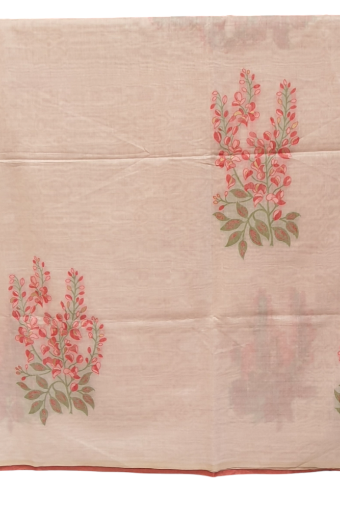 Pure muslin cotton saree with weaved work