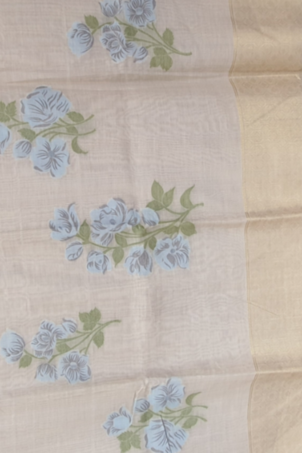 Light Blue Off White Sari Pure Muslin Saree Pure Cotton Saree